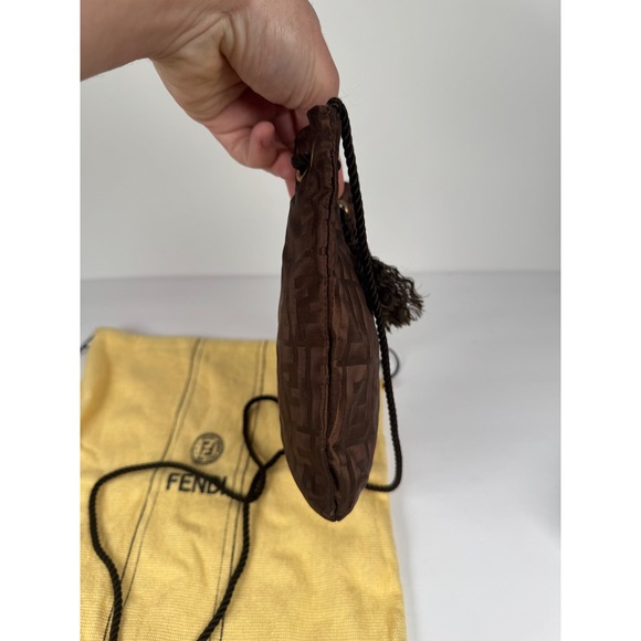 Fendi Drawstring Monogram Crossbody Bag Vintage Tassel Authentic - Picture 4 of 11